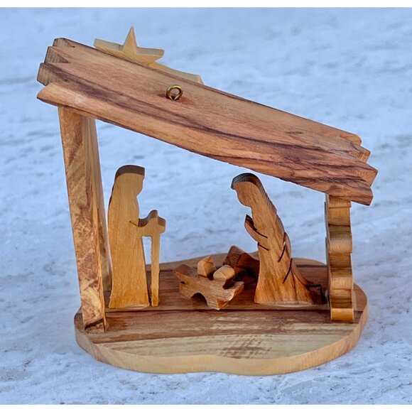 Handcrafted Olive Wood Nativity Scene Baby Jesus Mary Joseph Sheep NOB Gift - Picture 7 of 11